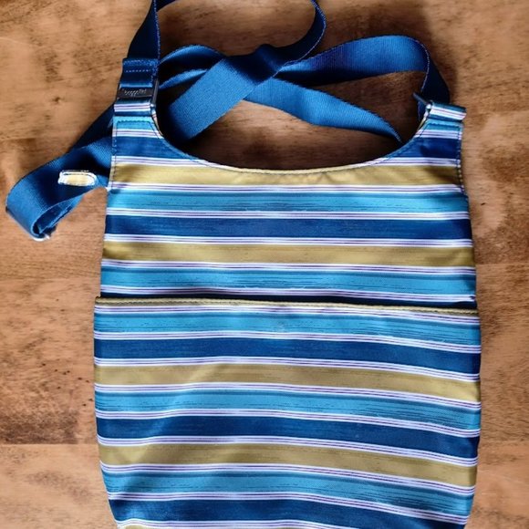 Baggallini Striped Three Zippered Pocket Crossbody Purse - Picture 3 of 7